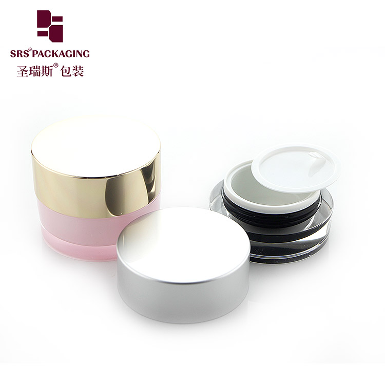 Acrylic plastic cream jar 50g 30g 15ml face cream container with aluminium cap